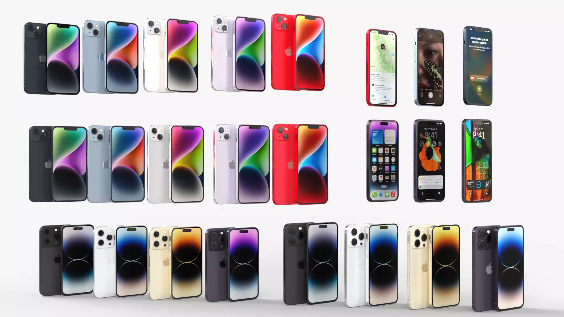 Apple iphone 14 All versions and all colors Low-poly 3D model_0