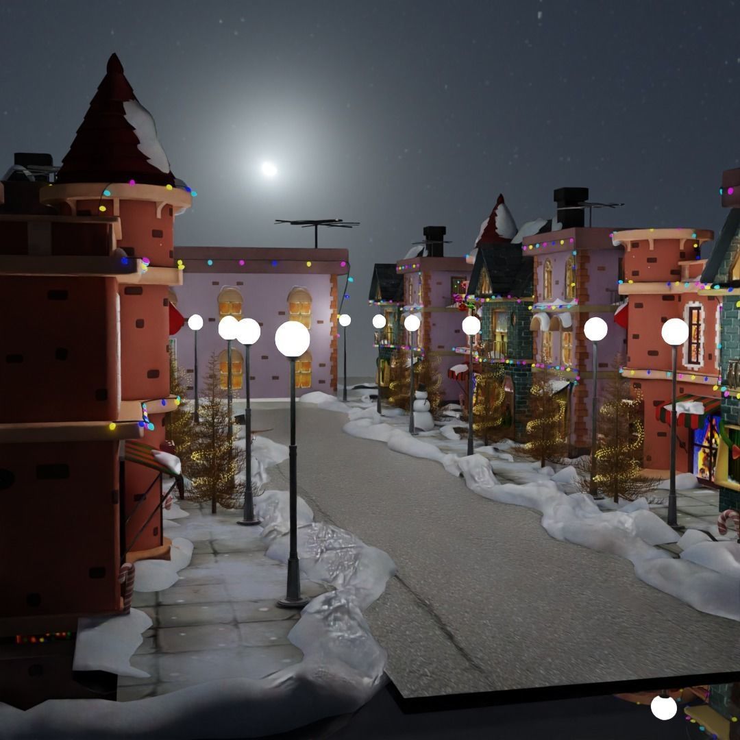 Christmas city scene 3D model_3