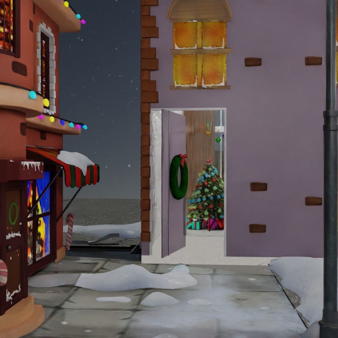 Christmas city scene 3D model_4
