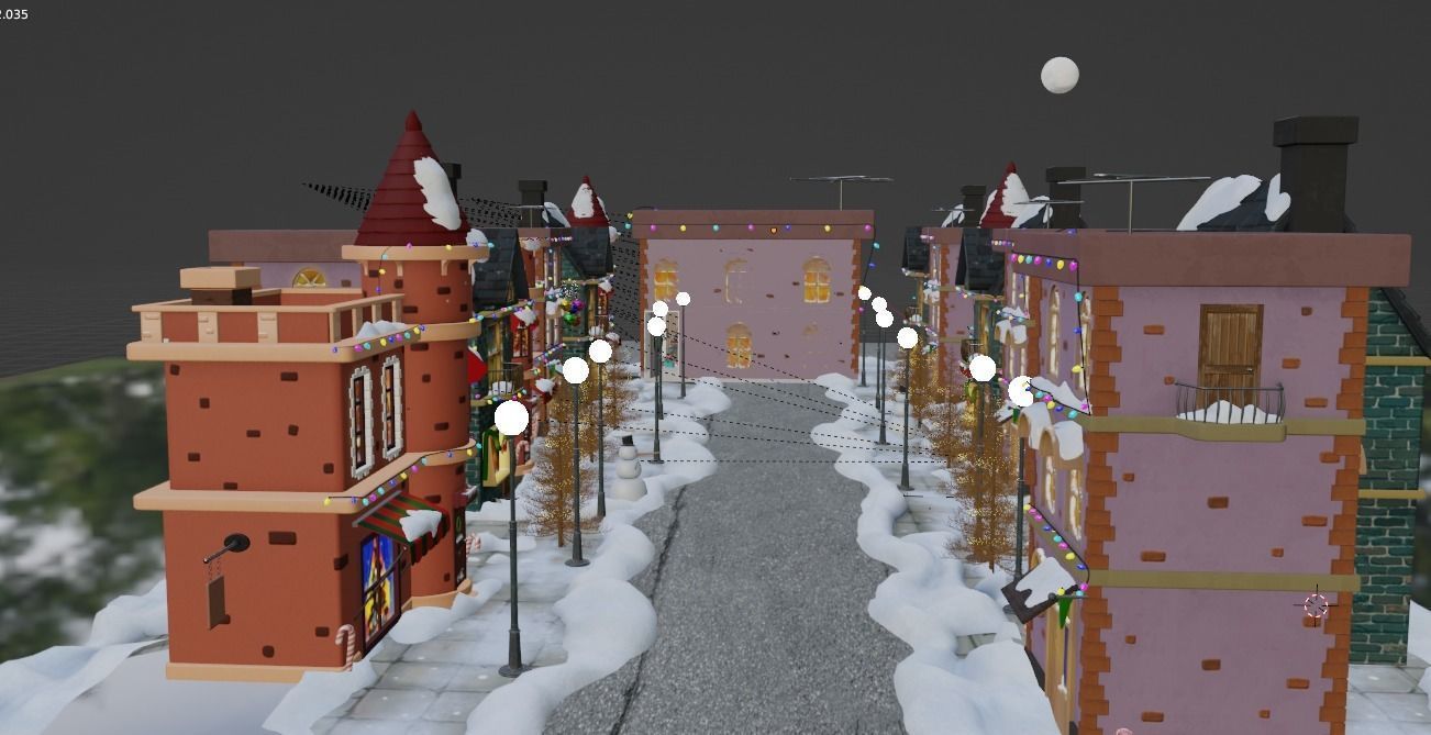 Christmas city scene 3D model_1