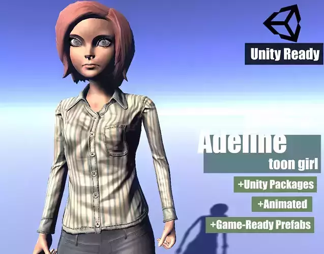 Adeline - animated rigged Toon Girl