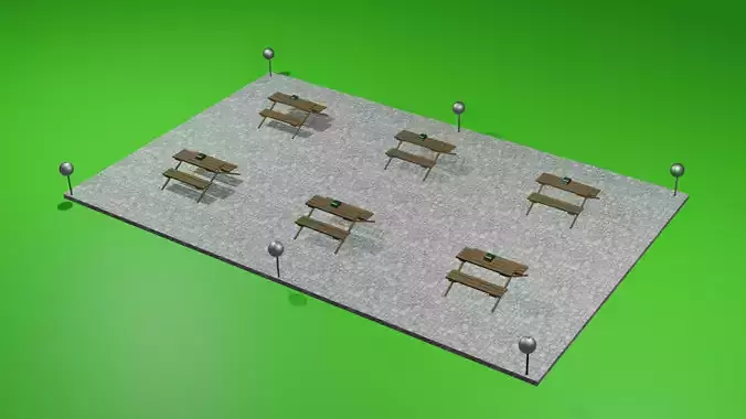 Picnic table garden set with lamp
