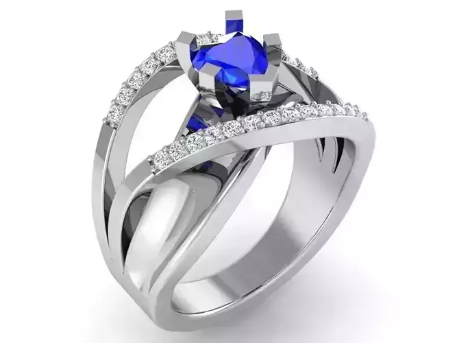 Small blue stone diamond ring 3312 3D print model
