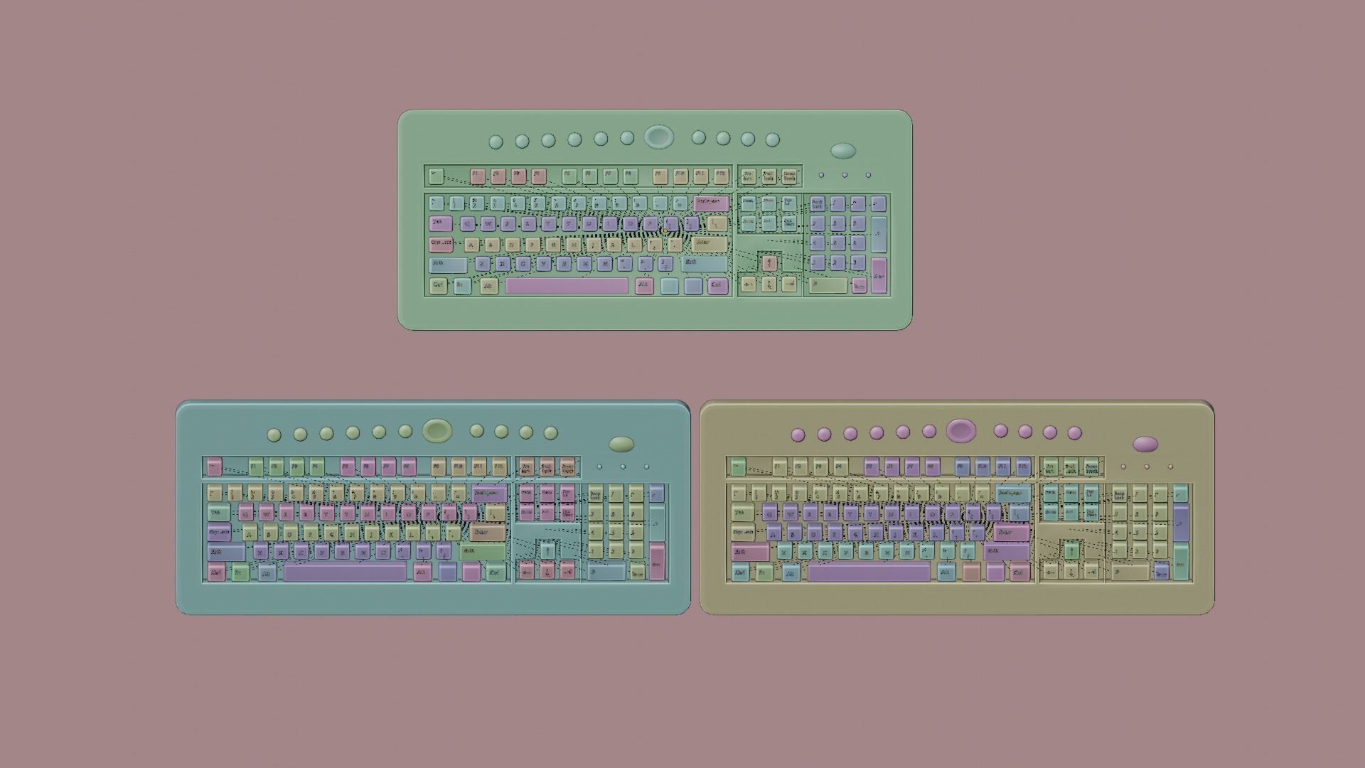 Keyboard - gaming assests 3in1 Low-poly 3D model_1
