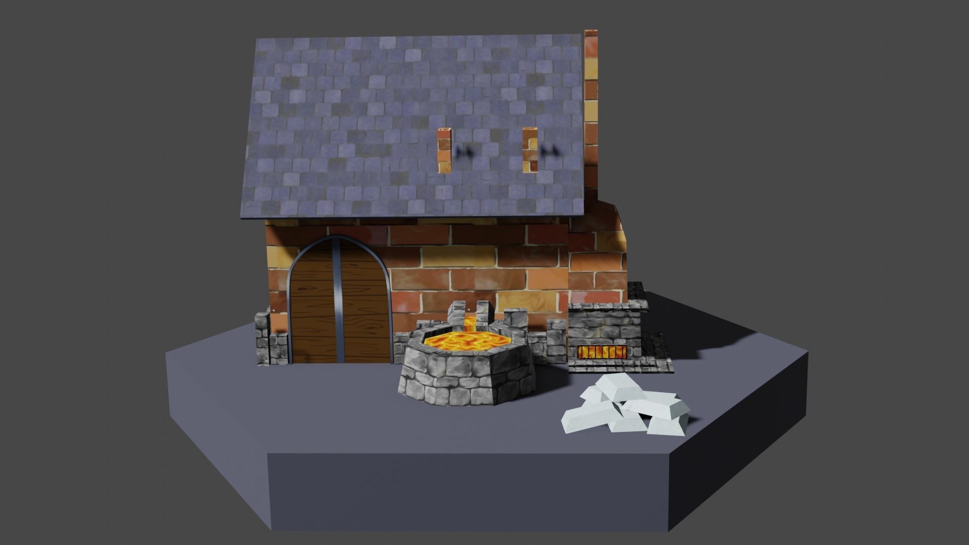 Iron work build Low-poly 3D model_1