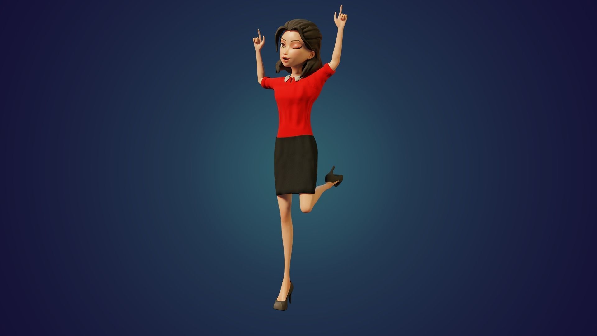 Robert and Shiny Cartoon characters Rigged Low-poly 3D model_18