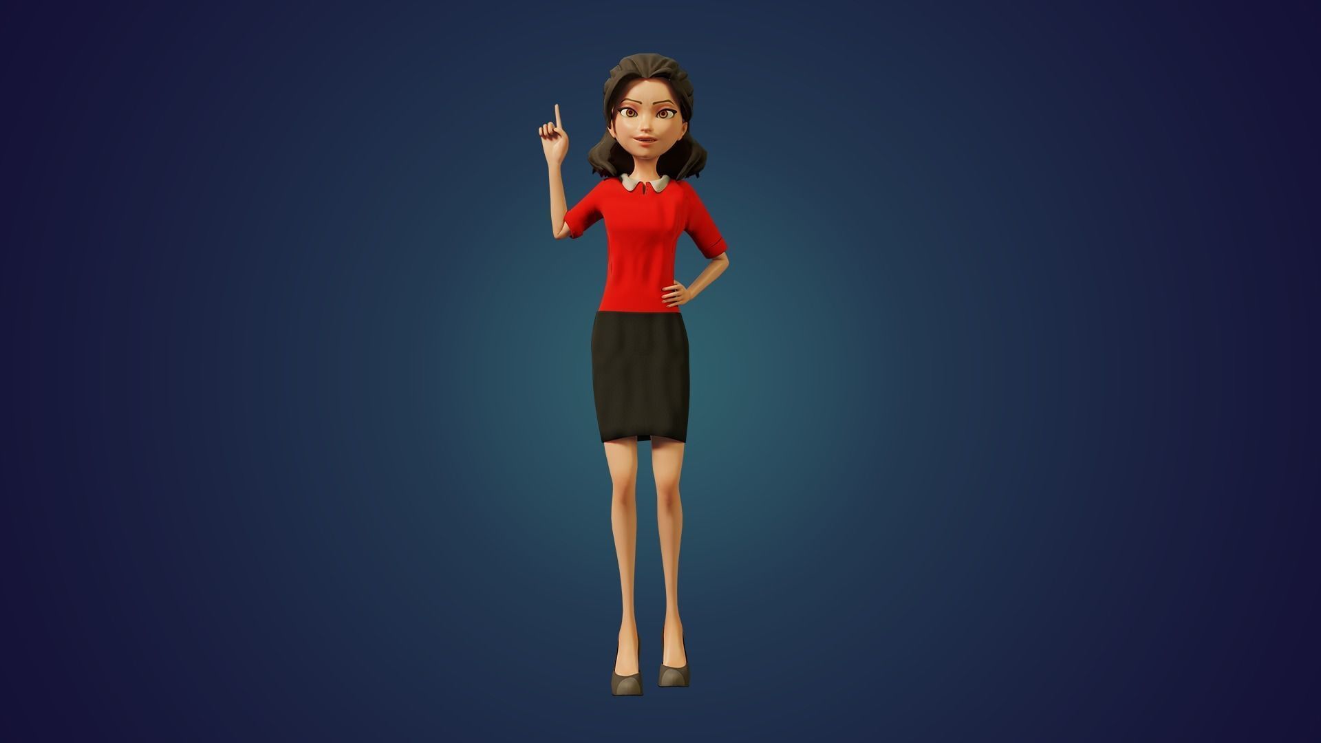 Robert and Shiny Cartoon characters Rigged Low-poly 3D model_10