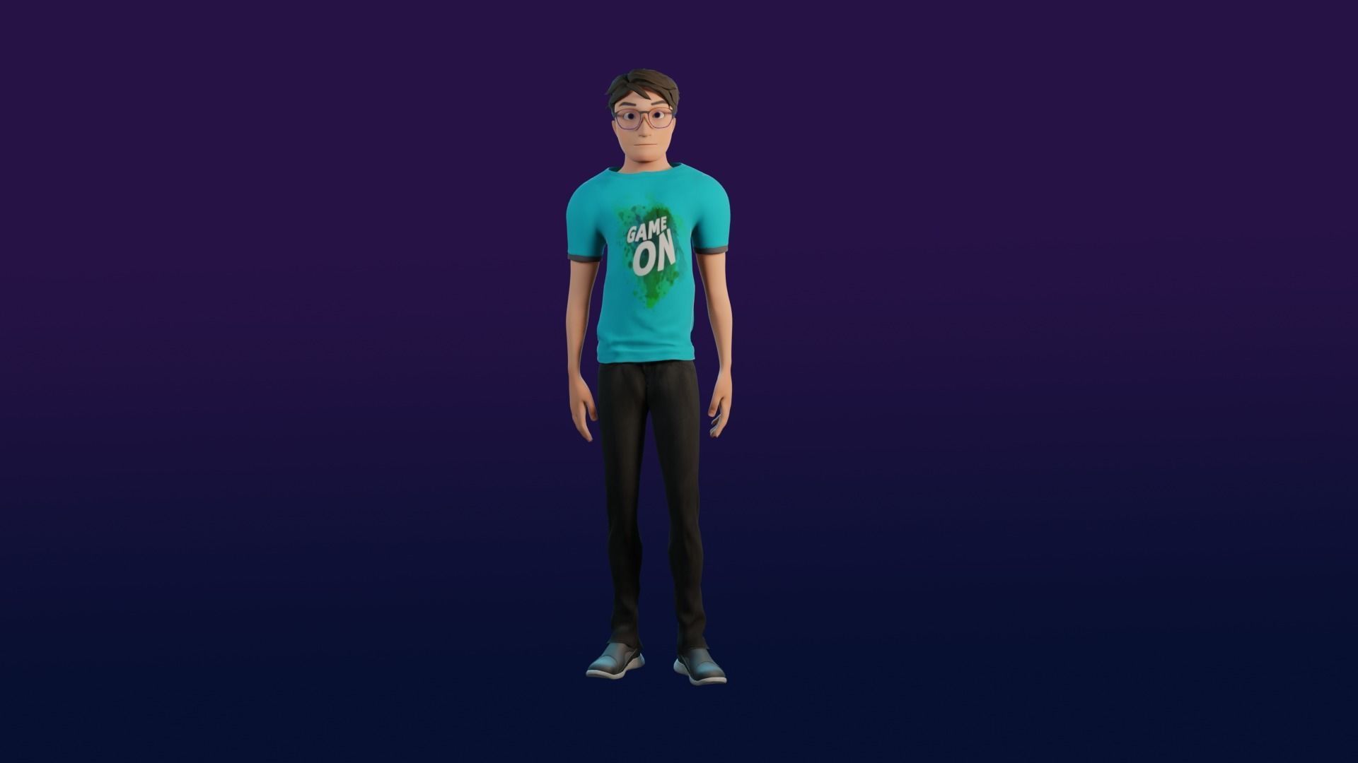 Robert and Shiny Cartoon characters Rigged Low-poly 3D model_3