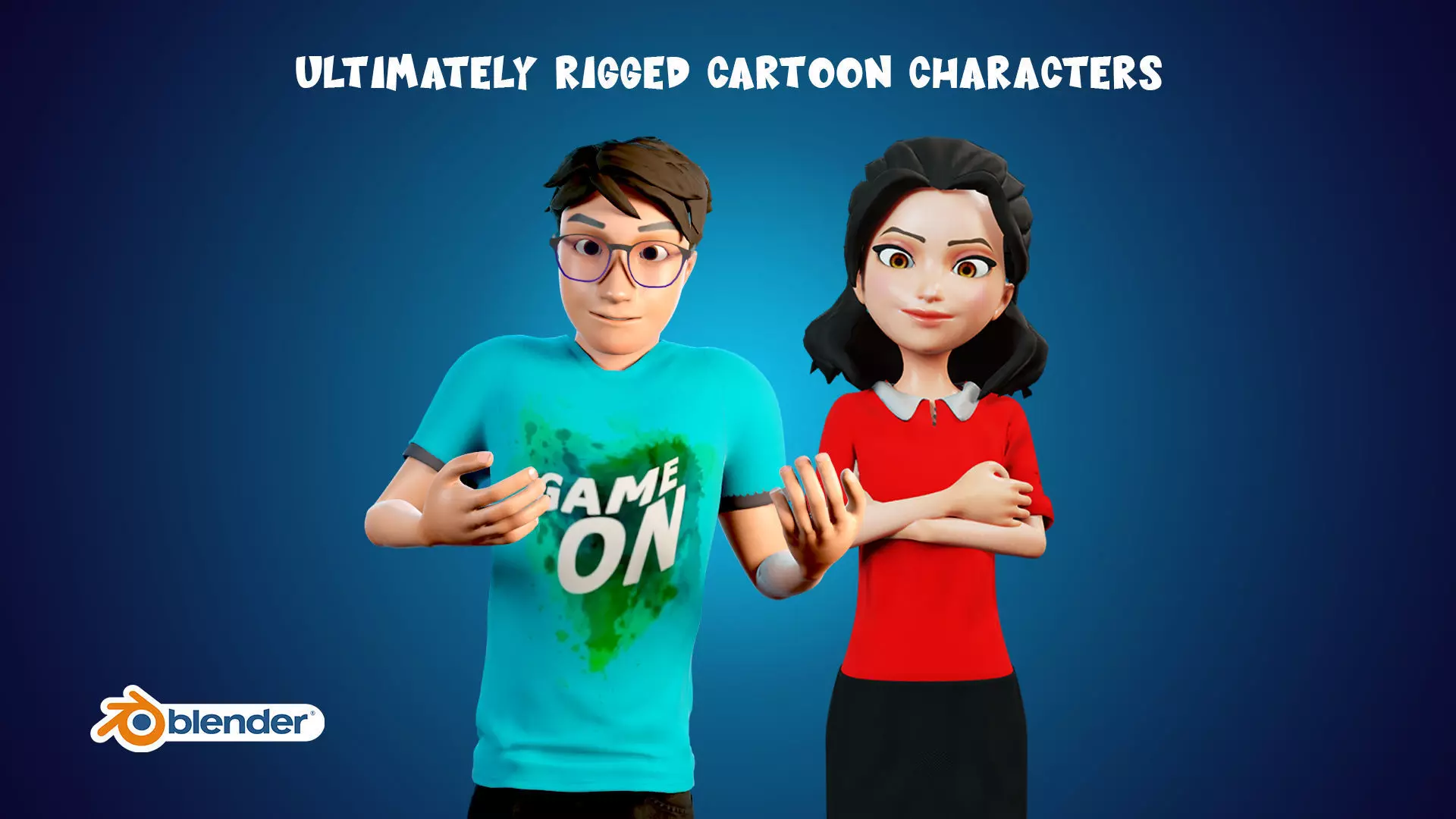 Robert and Shiny Cartoon characters Rigged Low-poly 3D model_0