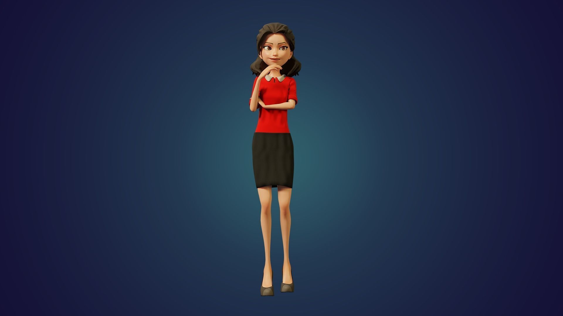 Robert and Shiny Cartoon characters Rigged Low-poly 3D model_16