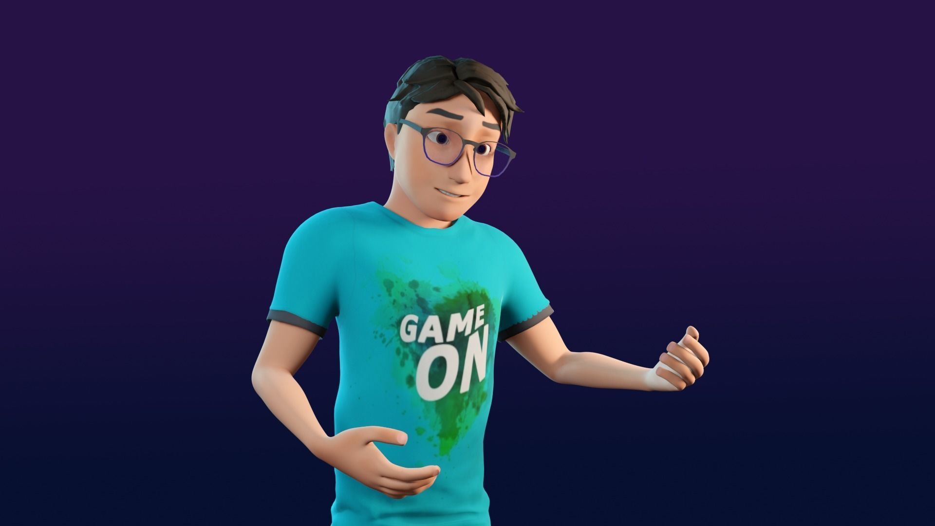 Robert and Shiny Cartoon characters Rigged Low-poly 3D model_22