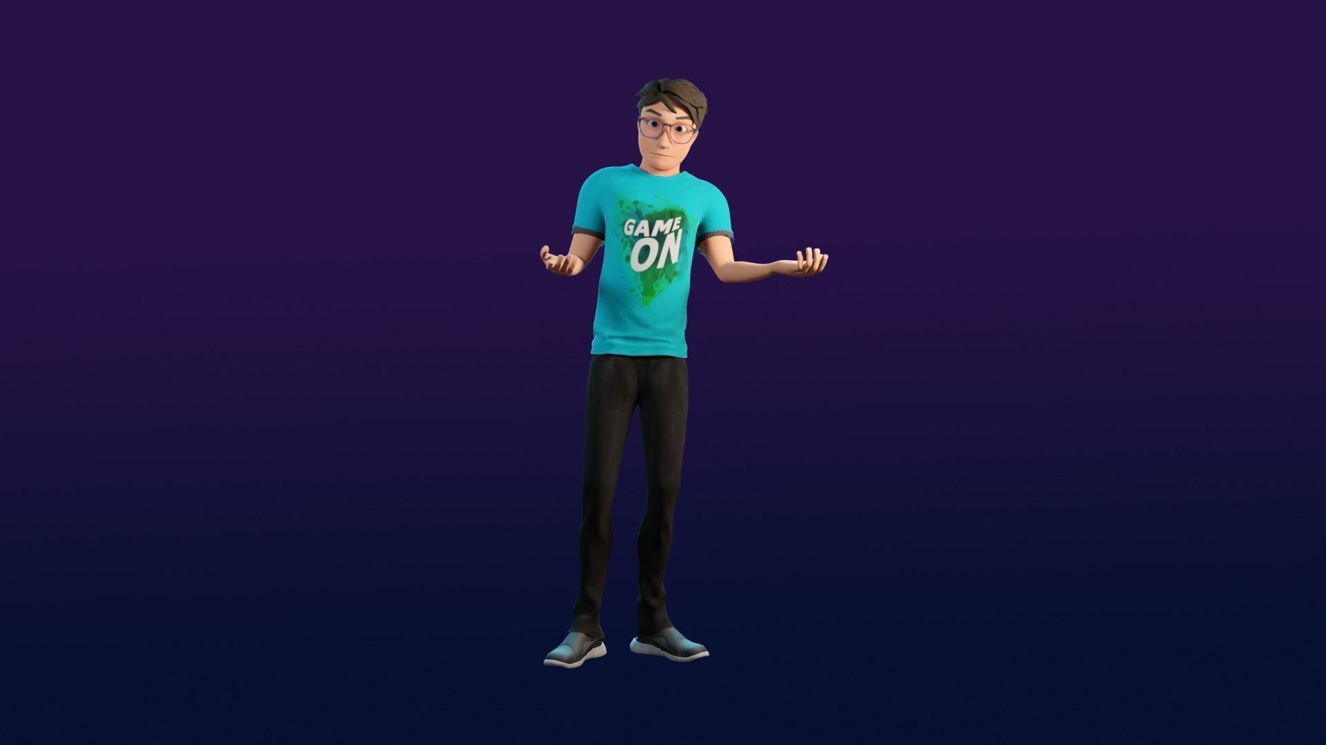 Robert and Shiny Cartoon characters Rigged Low-poly 3D model_5