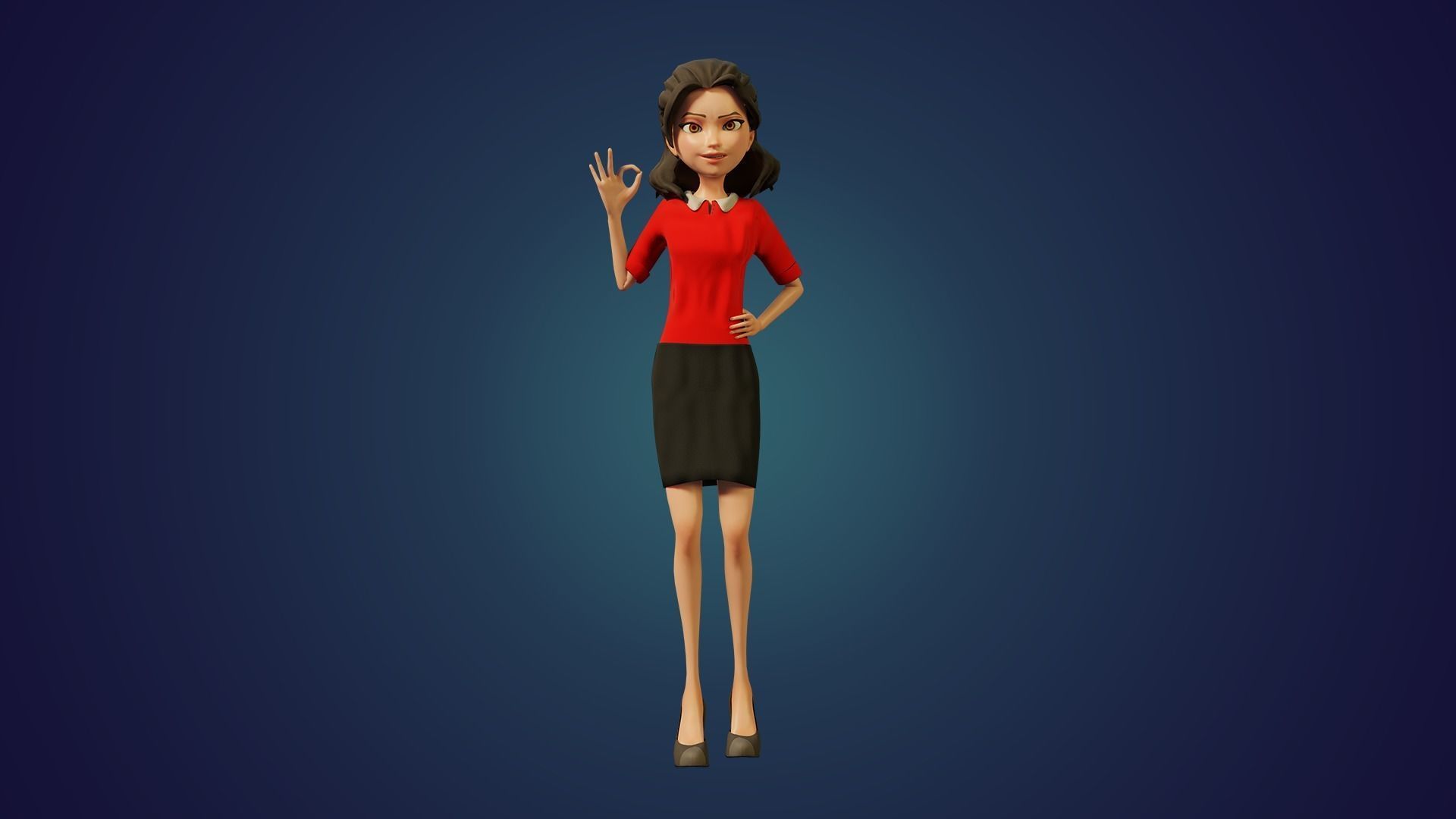 Robert and Shiny Cartoon characters Rigged Low-poly 3D model_14