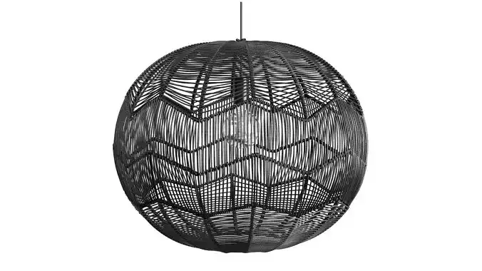 Kenroy Snaggle 1 Light Rattan Pendant with Black Finish