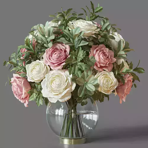 Flower Set 049 pink and white rose