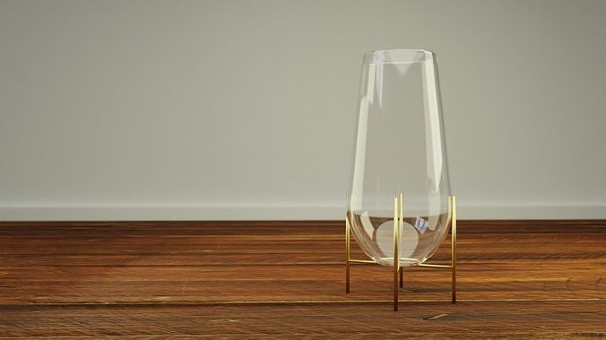 Decorative Glas With Metal Base Vase Low-poly 3D model