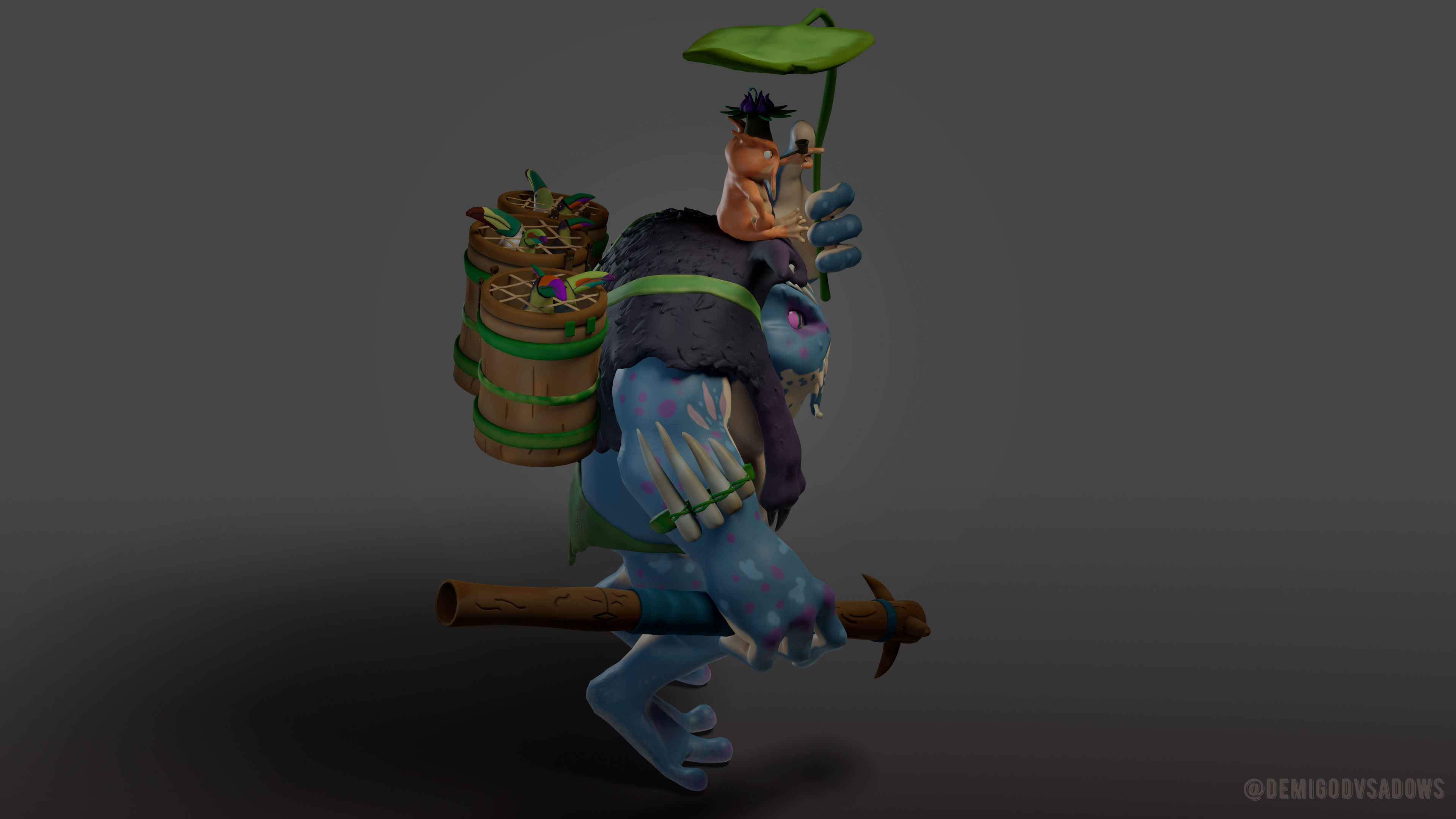 Stylized 3D Character - Toad Hunter PBR Low-poly Game ready Low-poly 3D model_3