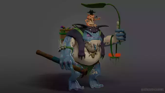 Stylized 3D Character - Toad Hunter PBR Low-poly Game ready Low-poly 3D model