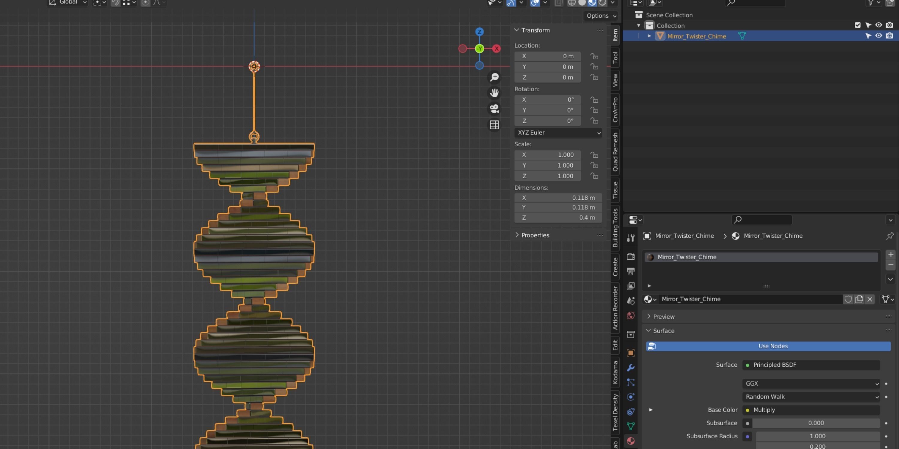 Mirror Twister Chime Low-poly 3D model_3