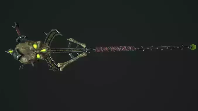 Undead staff Low-poly 3D model