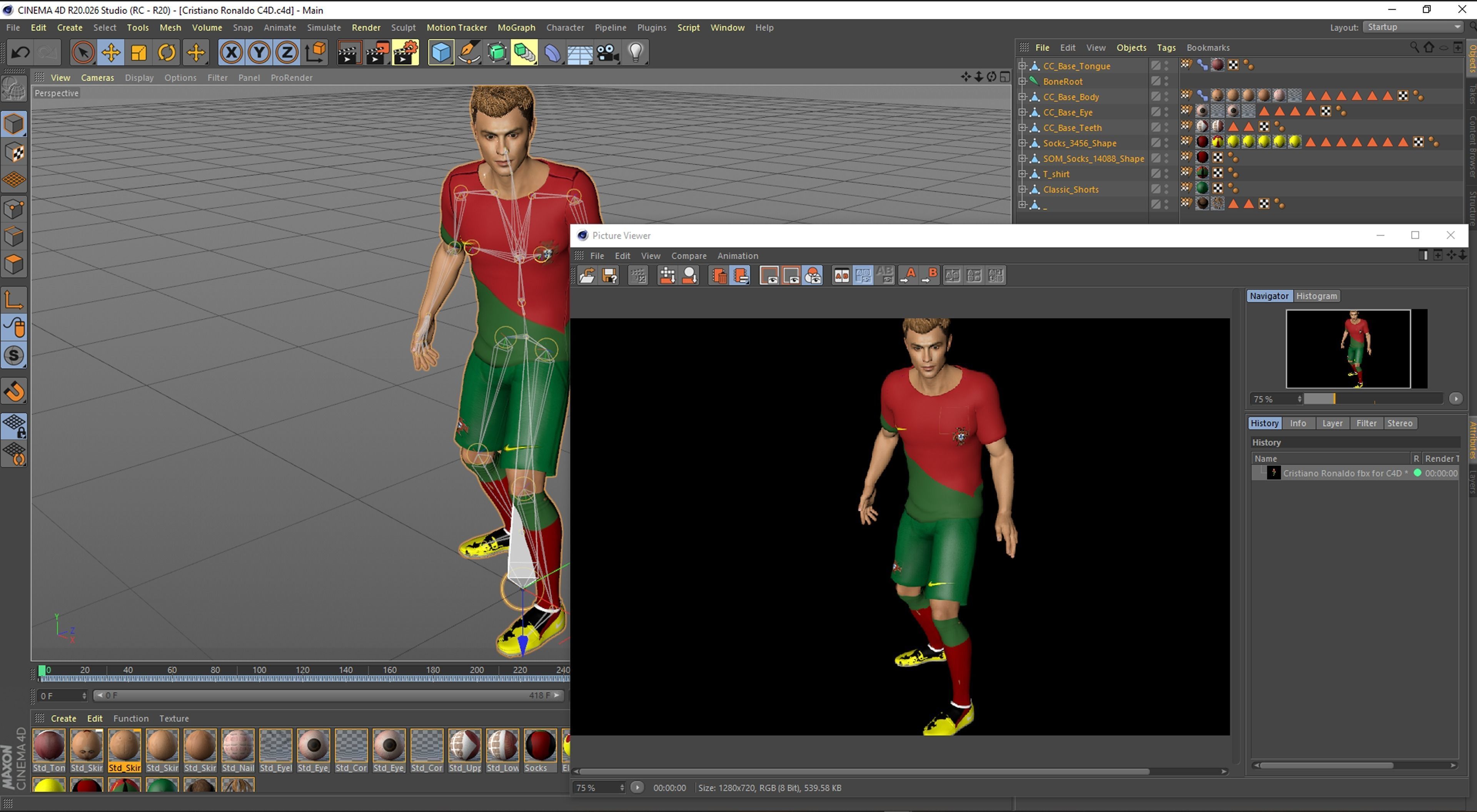 Cristiano Ronaldo 3D Rigged model ready for animation Low-poly 3D model_15