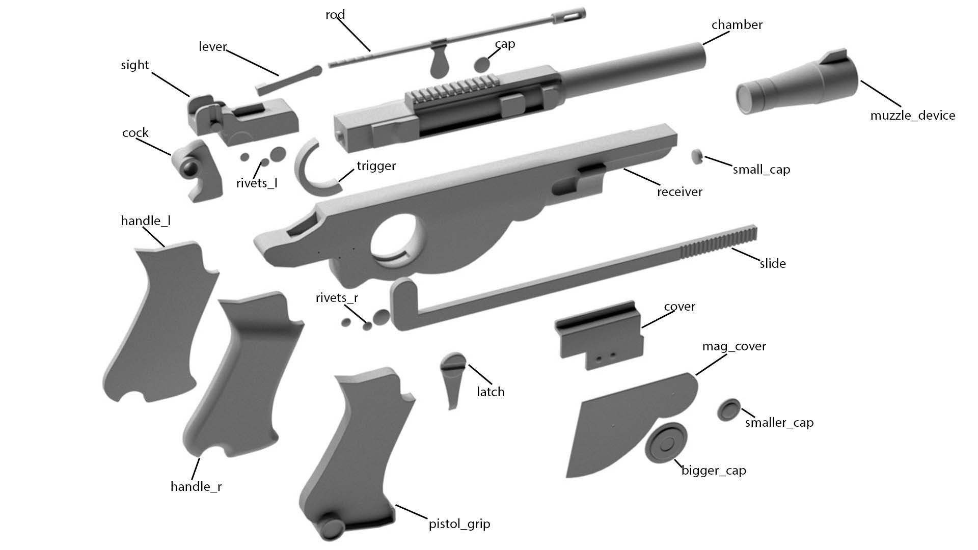 Mandalorian Blaster IB - 94 armor from Star Wars Prop lazer 3D model_1