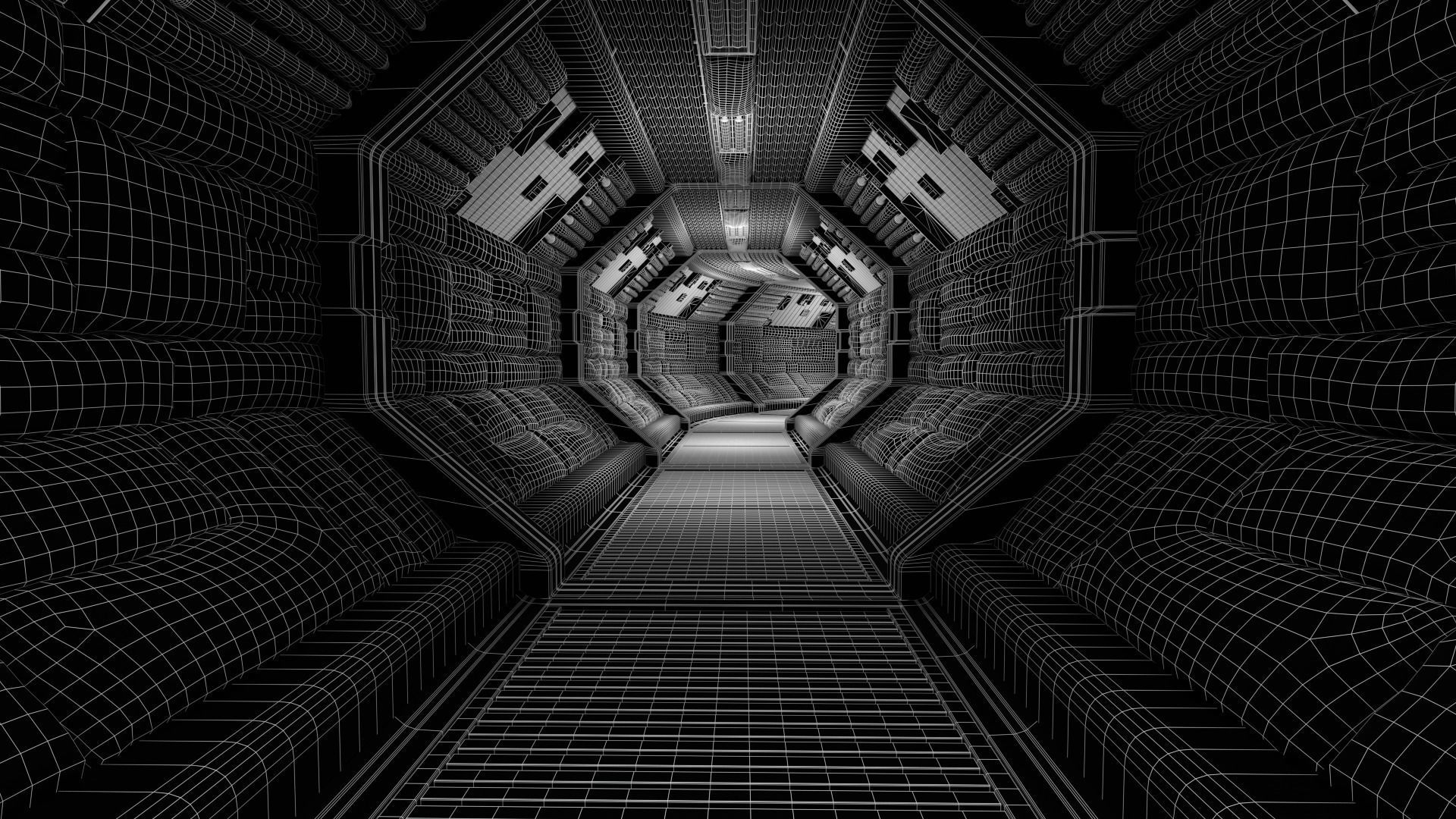 Space coridor alienkit 3D model_7