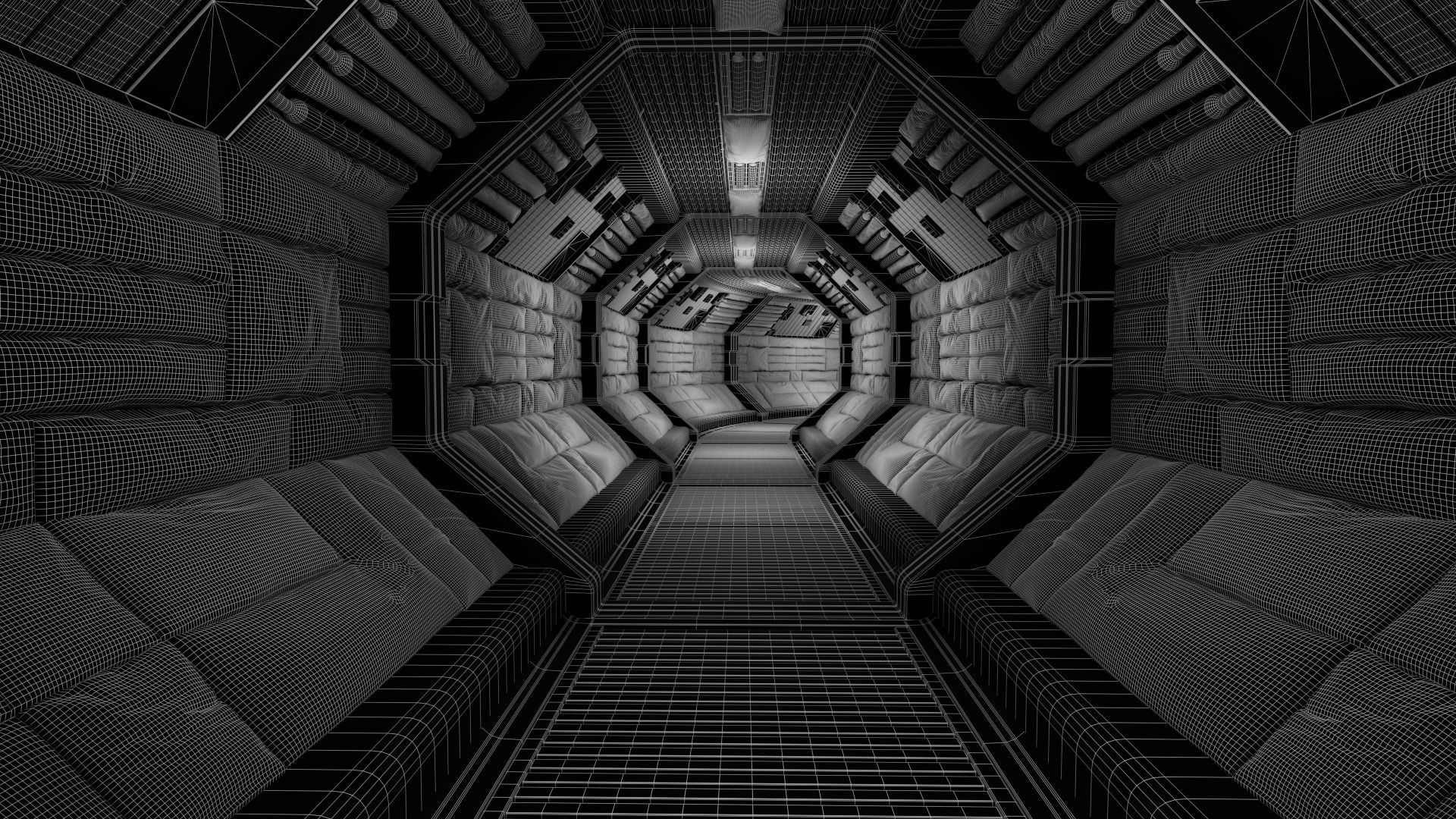 Space coridor alienkit 3D model_9