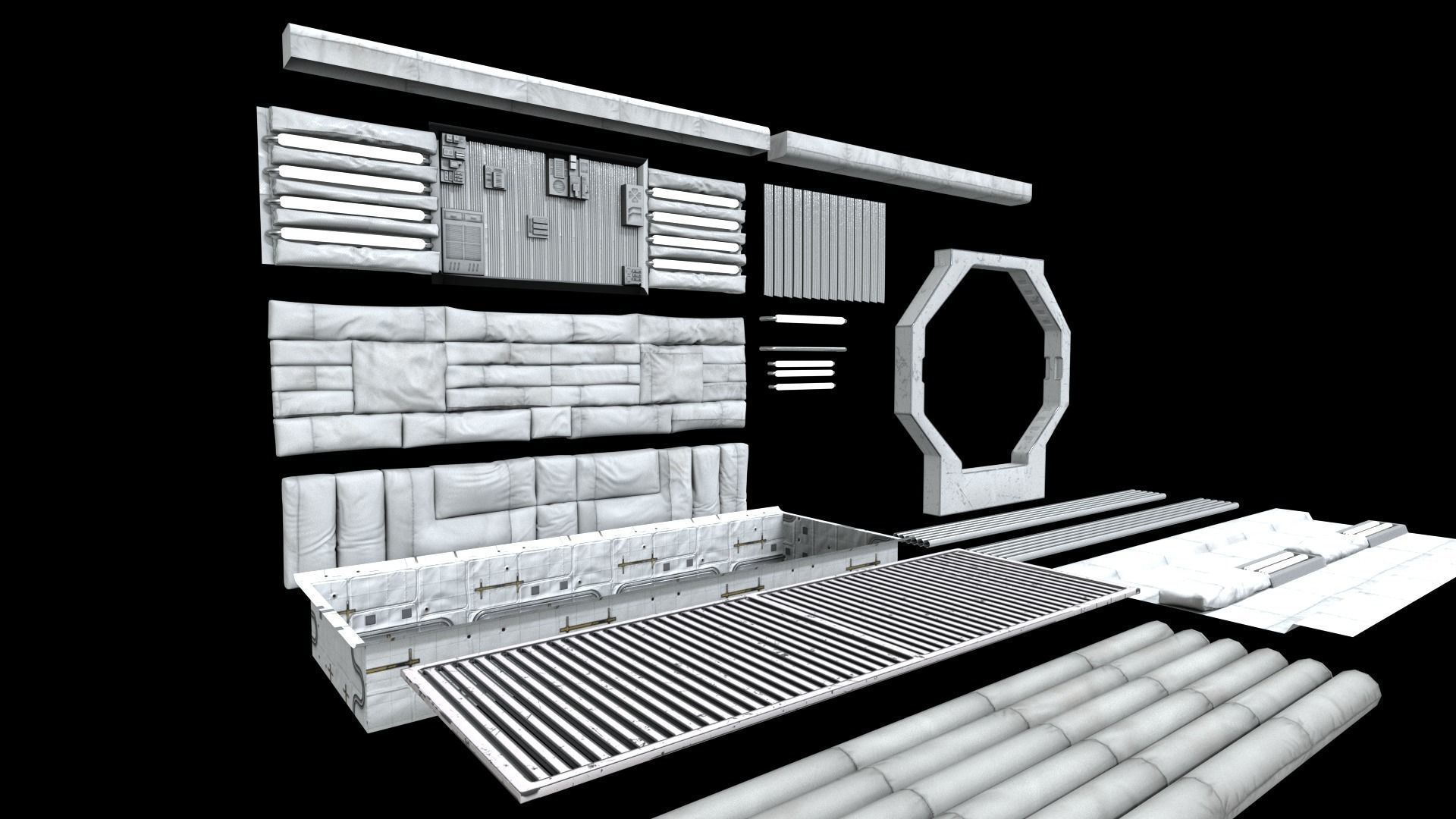 Space coridor alienkit 3D model_4