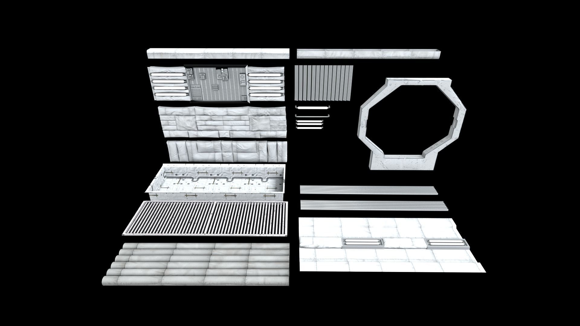Space coridor alienkit 3D model_2