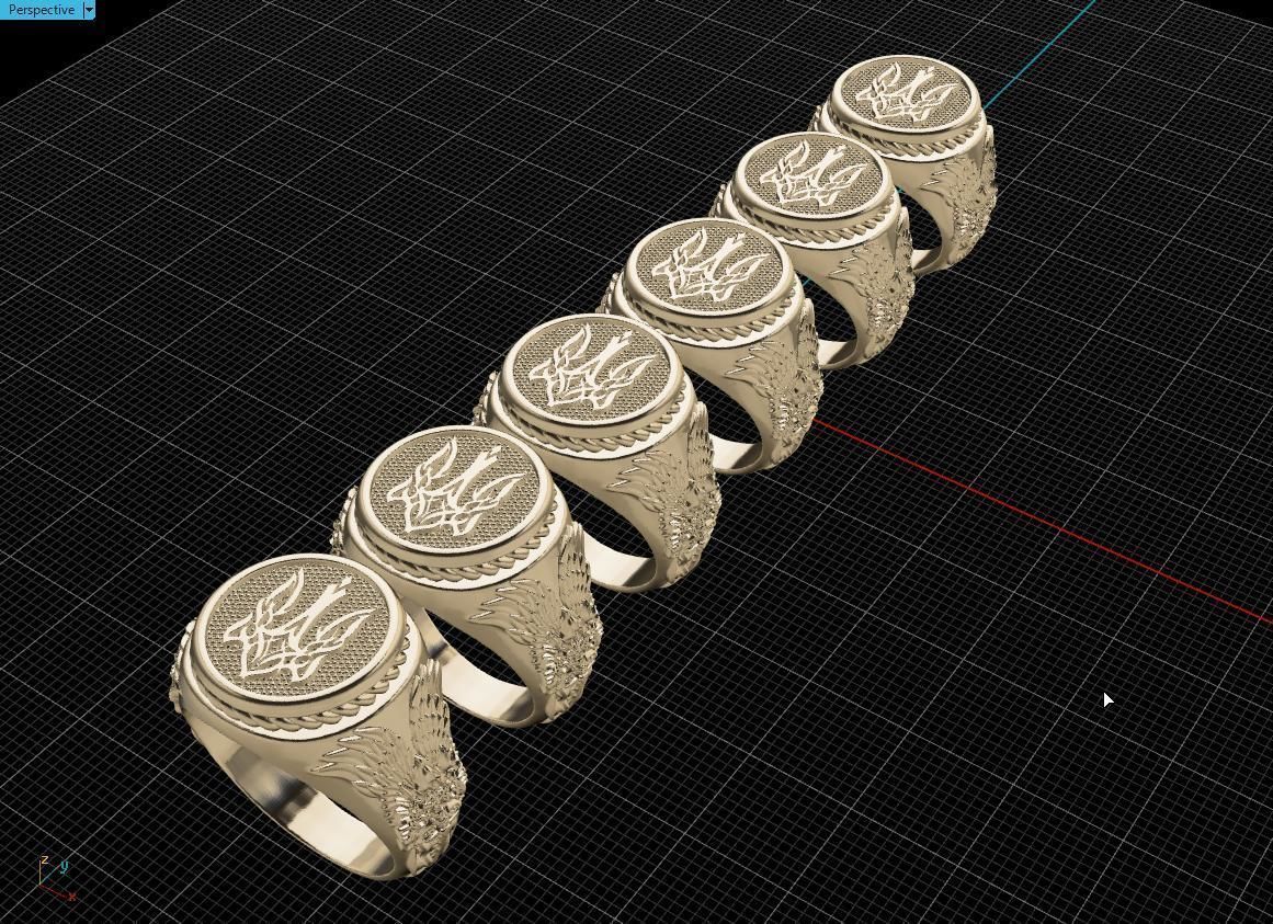 Ring Ukrainian Trident 3D print model_15