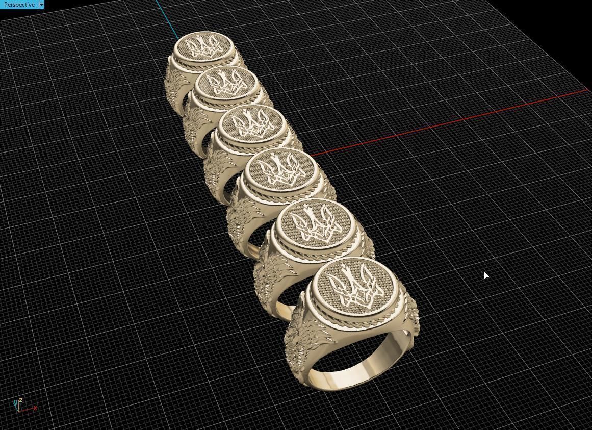 Ring Ukrainian Trident 3D print model_13