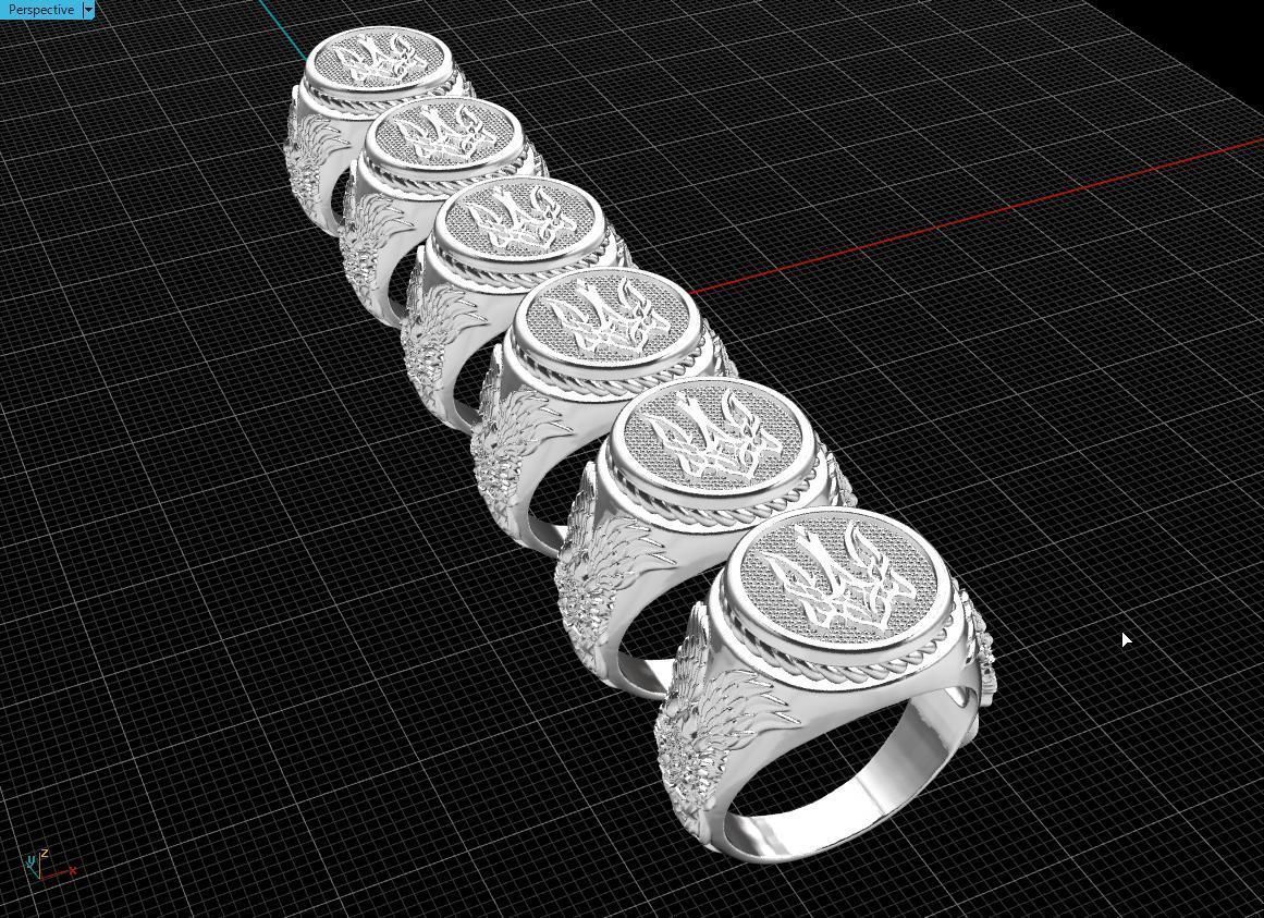 Ring Ukrainian Trident 3D print model_7