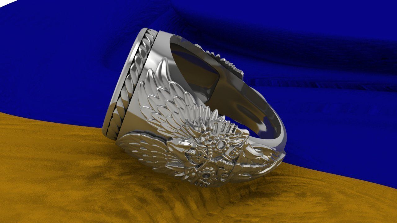Ring Ukrainian Trident 3D print model_4