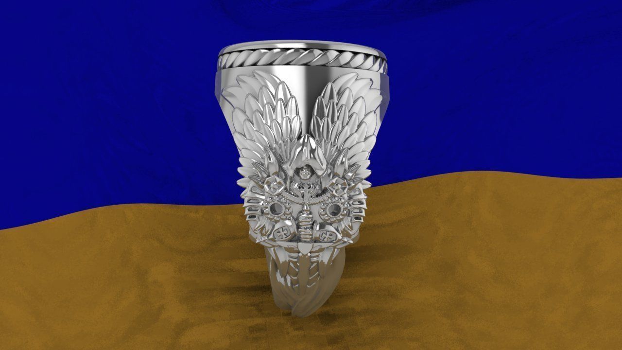 Ring Ukrainian Trident 3D print model_2