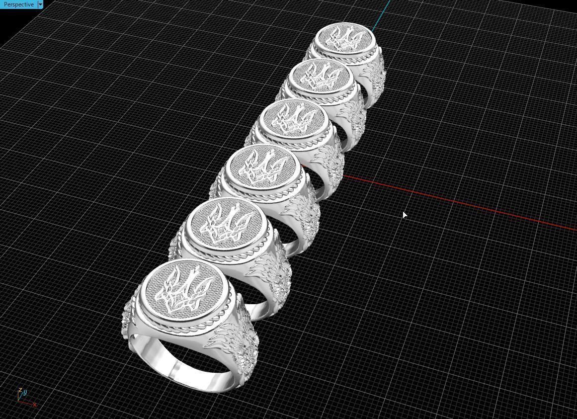 Ring Ukrainian Trident 3D print model_8