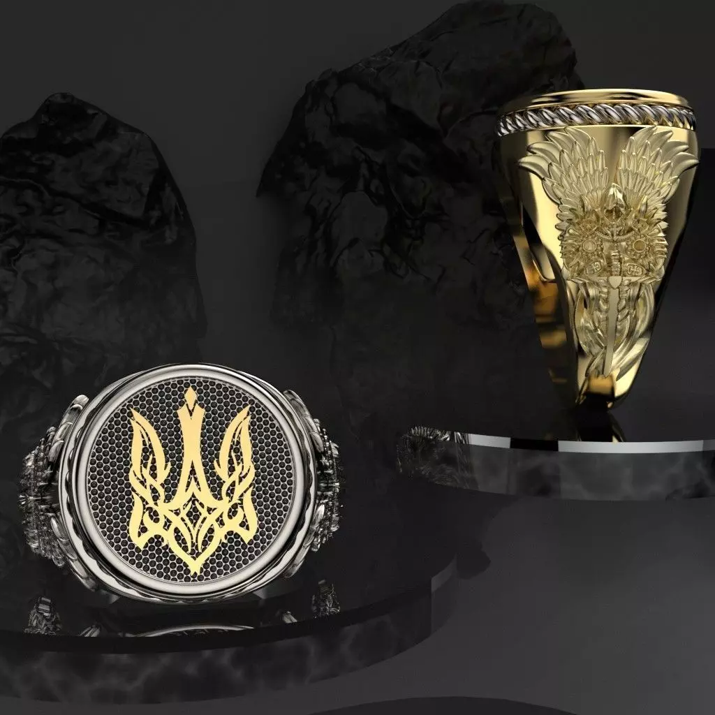 Ring Ukrainian Trident 3D print model_0