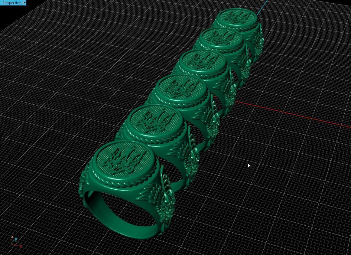 Ring Ukrainian Trident 3D print model_12