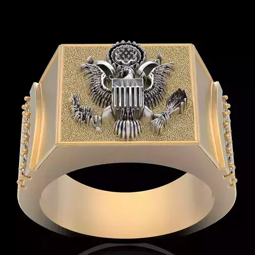 American eagle ring silver gold  printable jewelry 3D model