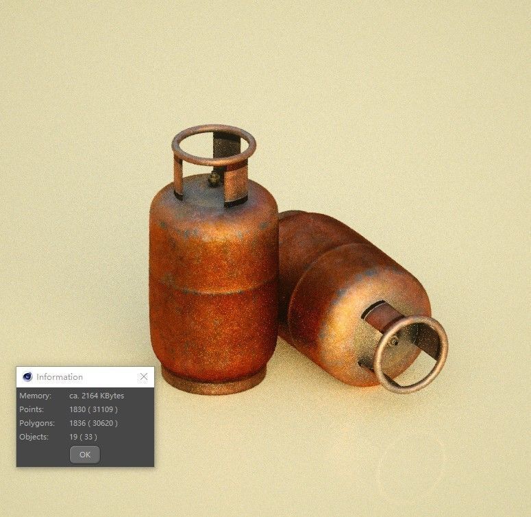 Rusty gas tank  kitchen utensils C4D model Low-poly 3D model_3