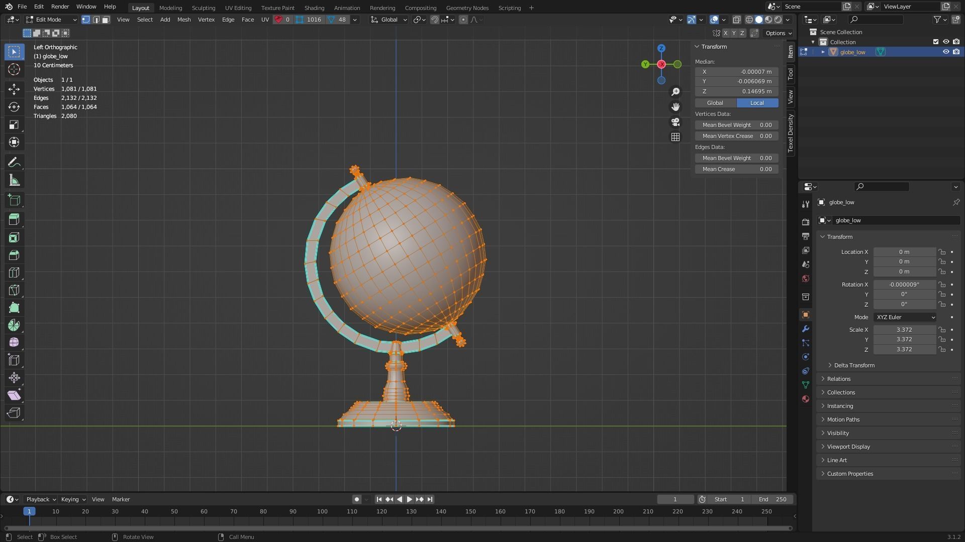 Globe Low-poly 3D model_19