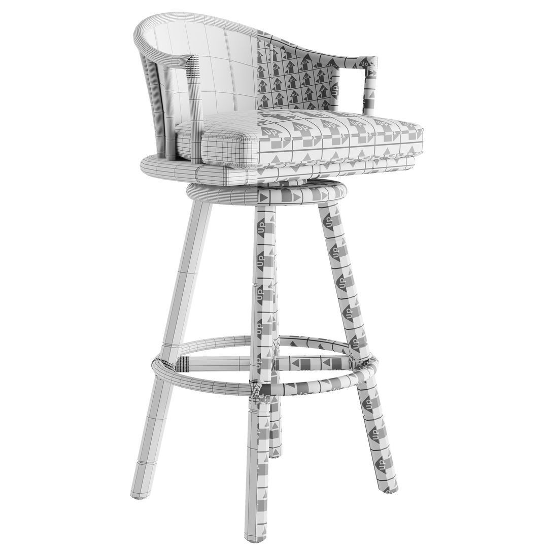 1st DIBS Set of Three McGuire Rattan Swivel Bar Height Stools 3D model_5