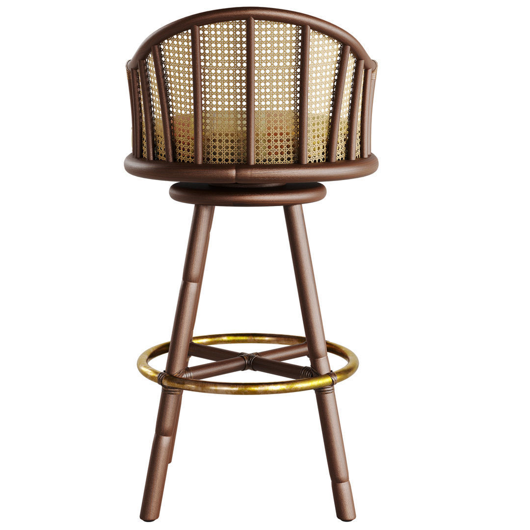 1st DIBS Set of Three McGuire Rattan Swivel Bar Height Stools 3D model_4