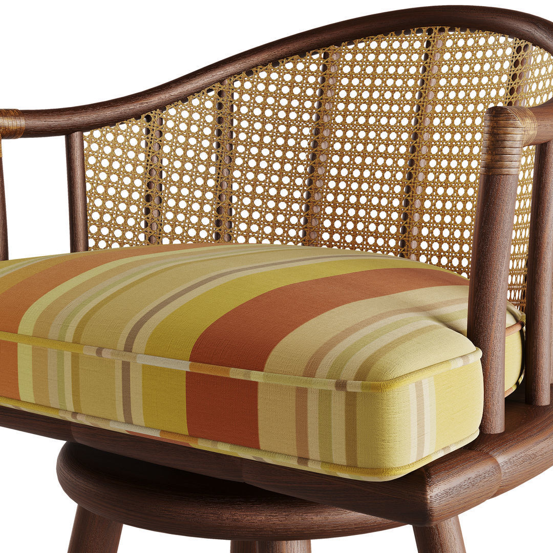 1st DIBS Set of Three McGuire Rattan Swivel Bar Height Stools 3D model_1