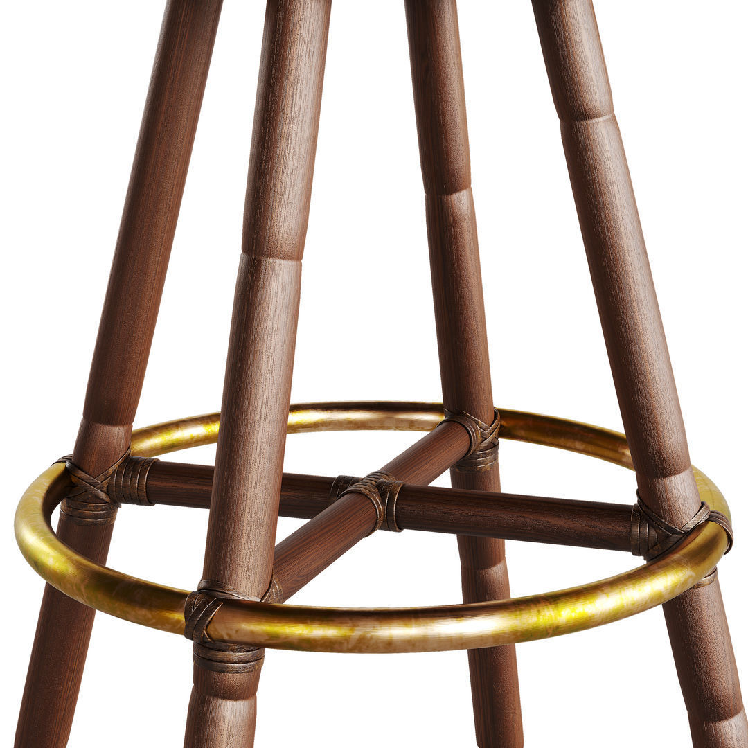 1st DIBS Set of Three McGuire Rattan Swivel Bar Height Stools 3D model_2