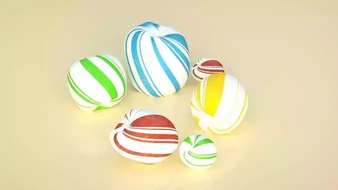 Candy Marshmallow Fruit Candy Skittles C4D Model