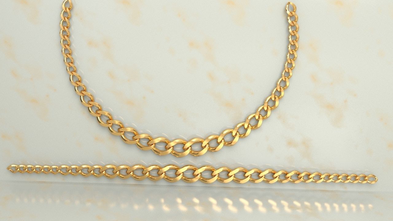 Cuban Graduated Necklace Chain link 3D print model_2