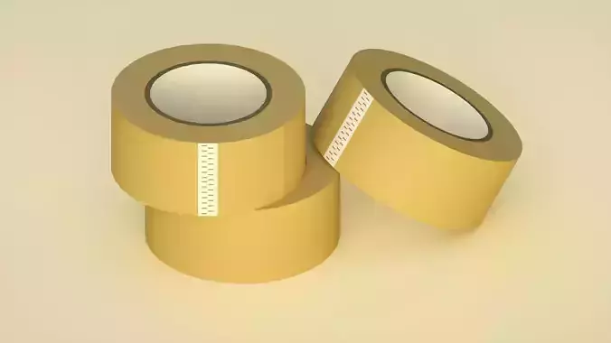 Yellow scotch tape tape packing tool C4D model