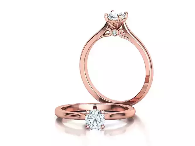 Solitaire Camila Engagement Ring 5mm Stone 3dprint ring 3D print model