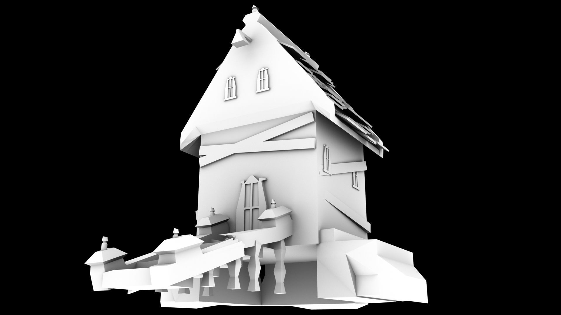 Abandoned House Quality Detailing Without Textures By Abhi Low-poly 3D model_4